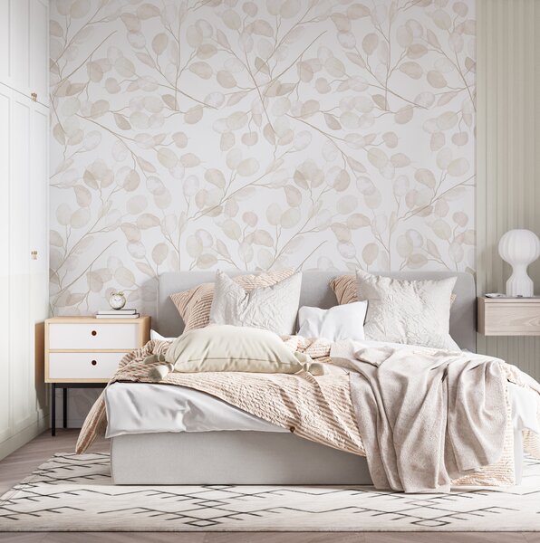Fototapeta Vzor bílých listů, Květinové fototapety, Populární fototapety, u94320 - Tapeko.co.cz