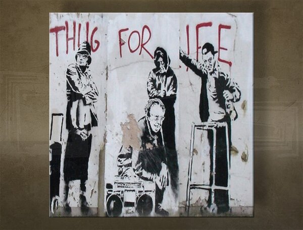 Obraz na plátně ČTVEREC Street ART - Banksy - 30x30 cm