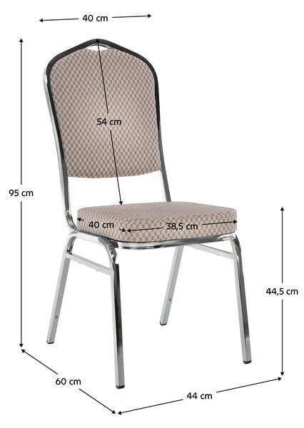 KONDELA Stohovatelná židle, béžová/vzor/chrom, ZINA 3 NEW