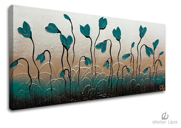 Autorská reprodukce na plátně KVĚTINY - 60x30 cm