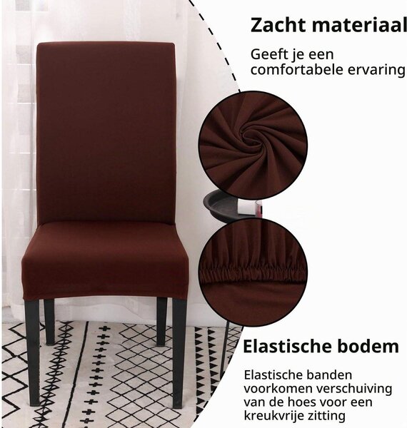 Potah na židli jídelní židle - Sada 4 kusů - 92% polyester a 8% Elastan - Snímatelný a praní