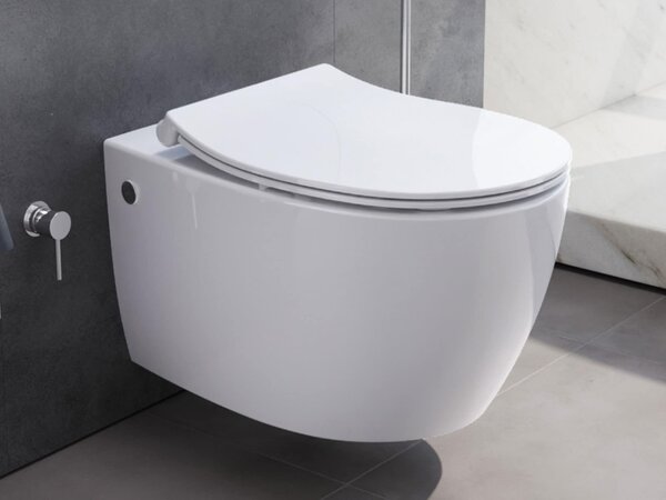 Závěsné WC s bidetovou funkcí - Hlubokým splachováním - 510 x 363 mm - Bílé - Montáž na stěnu