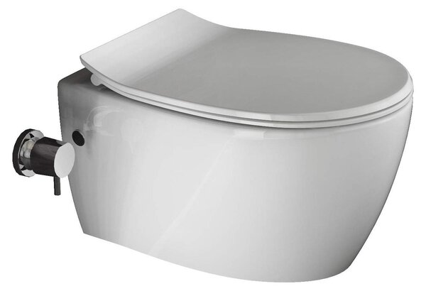 Závěsné WC s bidetovou funkcí - Hlubokým splachováním - 510 x 363 mm - Bílé - Montáž na stěnu