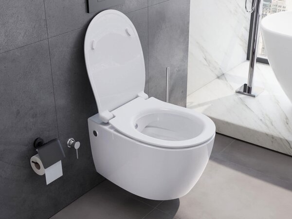 Závěsné WC s bidetovou funkcí - Hlubokým splachováním - 510 x 363 mm - Bílé - Montáž na stěnu