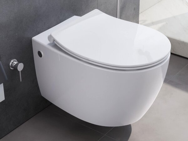 Závěsné WC s bidetovou funkcí - Hlubokým splachováním - 510 x 363 mm - Bílé - Montáž na stěnu