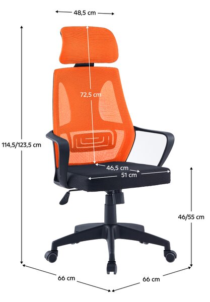 Ergonomická kancelářská židle SOFT - oranžová síťovina