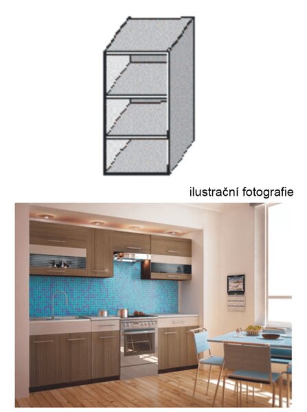 KONDELA Horní skříňka, rigolletto dark / rigolletto light / wenge, JURA NEW I GO-20