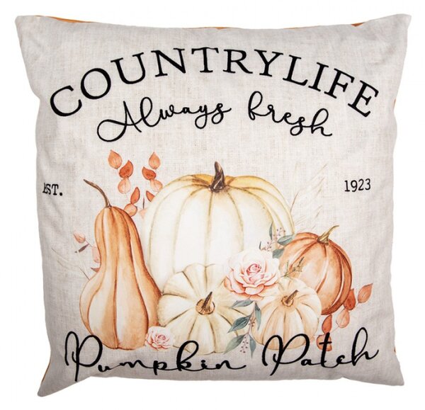 Podzimní povlak na polštář s dýněmi a nápisem Countrylife Always Fresh Pumpkin Patch – 45x45 cm