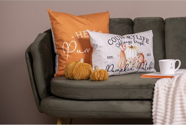 Podzimní povlak na polštář s dýněmi a nápisem Countrylife Always Fresh Pumpkin Patch – 30x50 cm
