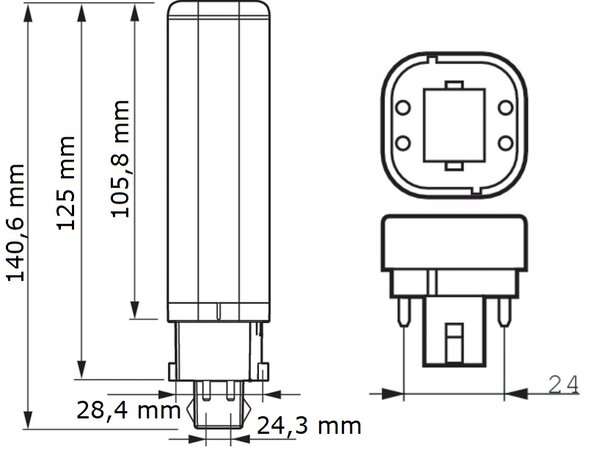 CorePro LED PLC 6,5W 830 4P G24q-2 LED Žárovka 6,5W 600lm