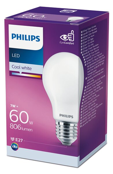 LED žárovka Philips Classic LEDbulb ND 60W A60 E27 840 FR 7W 806lm 4000K