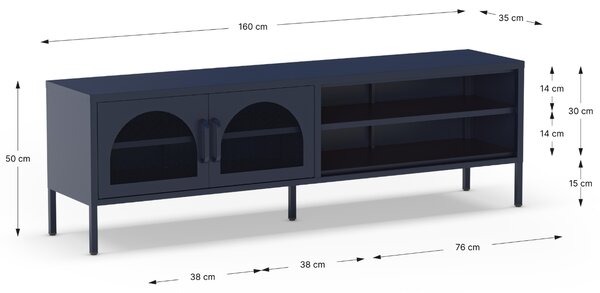 Marckeric Kovový TV stolek Diora 160 x 35 cm