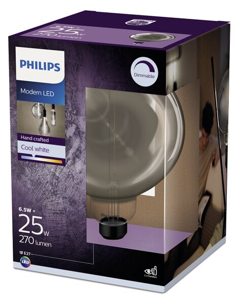 Vintage LED žárovka E27 G200 6,5W 270lm 4000K stmívatelná, smoky