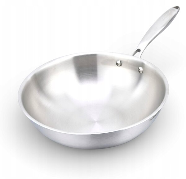 WOK pánev 30 cm nerezová ocel MASTERPAN INDUKCE PLYN