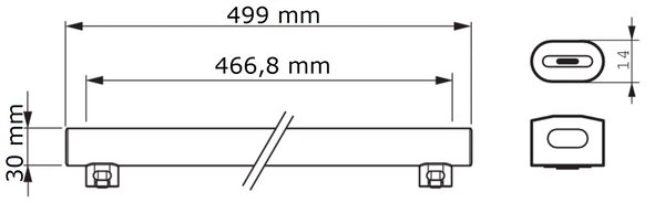 LED 3.5W 500mm S14S WW ND LED žárovka 3,5W 375lm