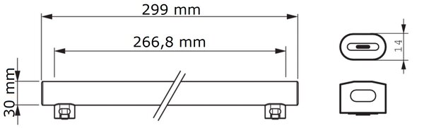 LED 2.2W 300mm S14S WW ND LED Žárovka 2,2W 250lm