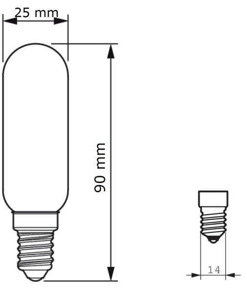 LED classic 25W T25L E14 CL ND RF Žárovka 2,1W 250lm