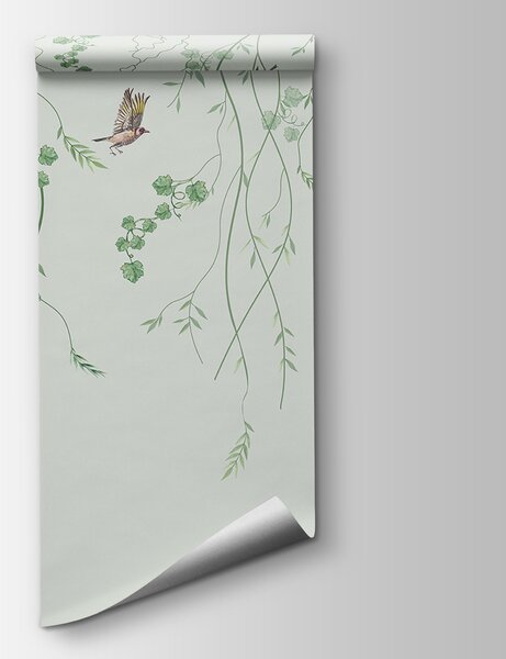Fototapeta Tapety s ptáky a vinnou révou, Květinové fototapety, Populární fototapety, u94493 - Tapeko.co.cz