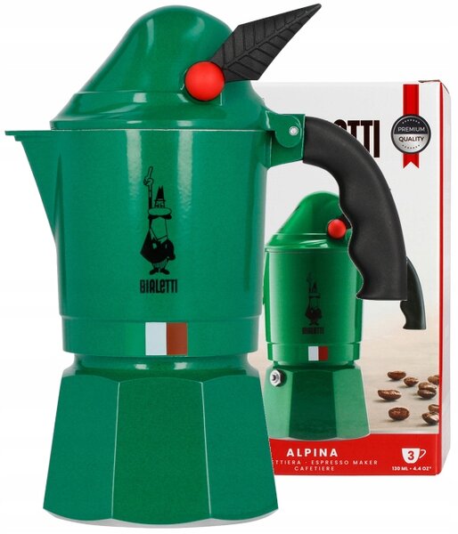 Bialetti Konvička Moka Express Alpina 3šálky 150 Ml Zelená Hliník