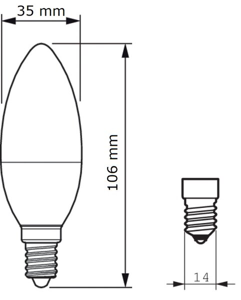 CorePro candle ND 2.8-25W E14 827 B35 FR LED Žárovka 2,8W 250lm
