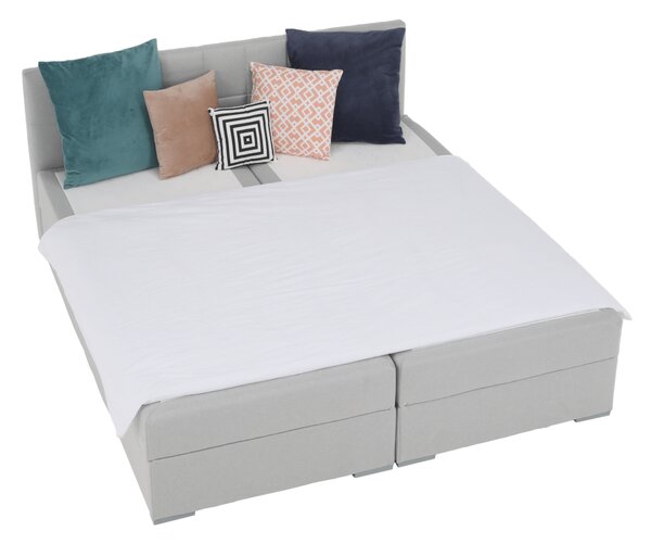 KONDELA Boxspringová postel 180x200, světle šedá, FERATA KOMFORT