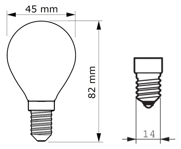 CorePro LEDLuster ND 4.3-40W E14 827 P45 CL G LED Žárovka 4,3W 470lm