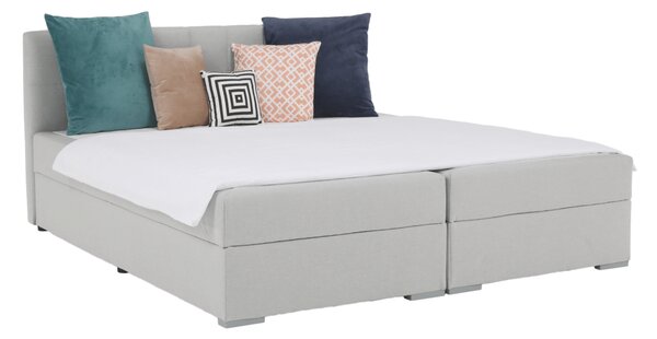 KONDELA Boxspringová postel 180x200, světle šedá, FERATA KOMFORT