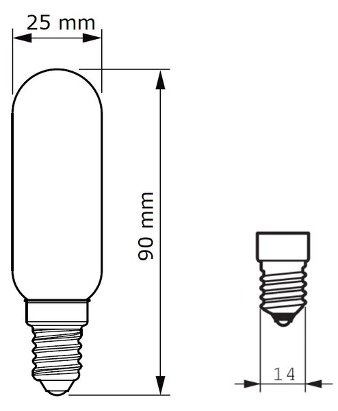 LED classic 40W T25L E14 CL ND RF LED Žárovka 4,5W 470lm