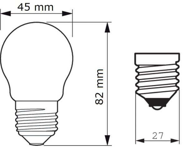 CorePro LEDLuster ND 4.3-40W E27 827 P45 CL G LED Žárovka 4,3W 470lm