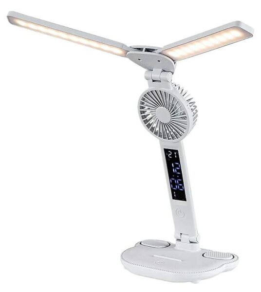 Rabalux 74030 NOVILO - LED dotykem stmívatelná stolní lampa s ventilátorem, LED 7W, 420lm, 3000-4000-6500K (Stolní lampička s ventilátorem)