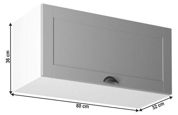 KONDELA Horní skříňka, bílá / šedá matná, LAYLA G80K