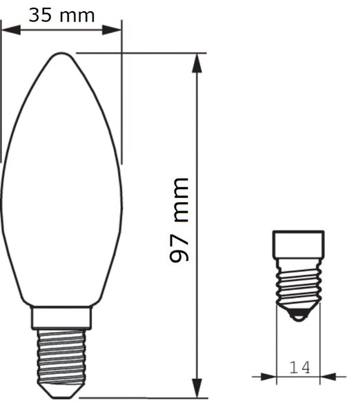CorePro LEDCandle ND 4.3-40W E14 827 B35 FR G LED Žárovka 4,3W 470lm