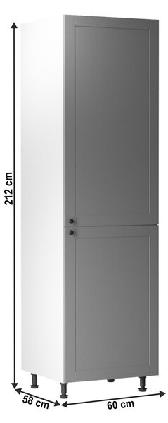 KONDELA Skříňka na vestavěnou lednici, šedá matná / bílá, univerzální, LAYLA D60ZL