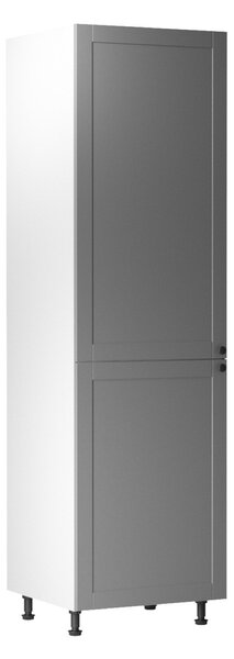 KONDELA Skříňka na vestavěnou lednici, šedá matná / bílá, univerzální, LAYLA D60ZL