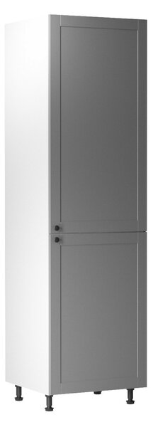 KONDELA Skříňka na vestavěnou lednici, šedá matná / bílá, univerzální, LAYLA D60ZL