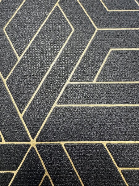Černo-zlatá geometrická vliesová tapeta na zeď, A67302, Vavex 2026