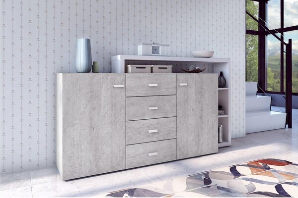 Komoda Bilsby Typ 27 (beton colorado + bilá)