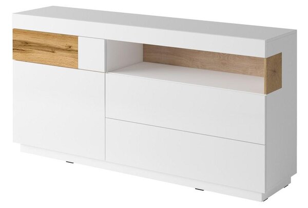 Komoda Stacey Typ 47 (dub + bílý vysoký lesk). Akce -18%