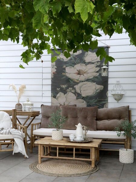 Krémový obal na květináč s pleteným vzorem Corte - Ø 22*21cm - Chic Antique