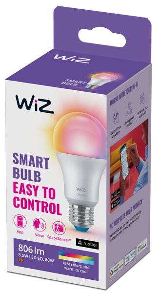 WiZ LED žárovka E27 A60 8W 806lm 2200-6500K RGB IP20, stmívatelná