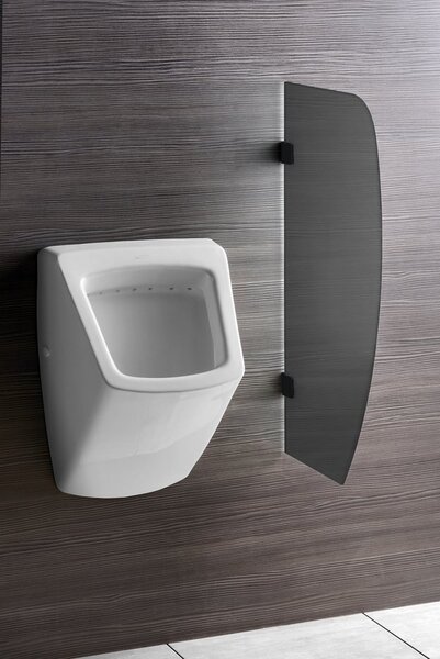 Sapho Sapho, Dělící stěna mezi urinály 40x80 cm, kouřové sklo, černá mat, 2502-06M