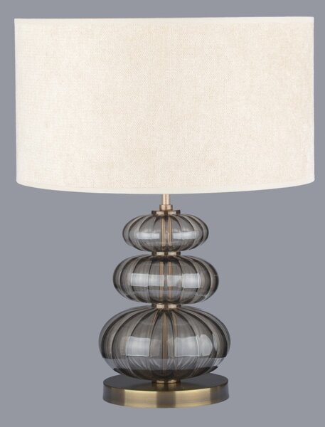 DBK GLASS Stolní lampa se třemi skleněnými oblázky v barvě zeleného olivínu a válcovitým stínidlem, „barvy dle výběru“ SE-3050-1-PT-green-olivine