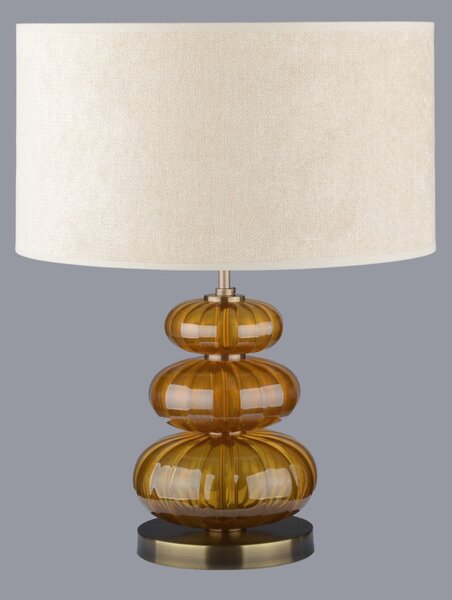 DBK GLASS Stolní lampa se třemi skleněnými oblázky v barvě zeleného olivínu a válcovitým stínidlem, „barvy dle výběru“ SE-3050-1-PT-green-olivine