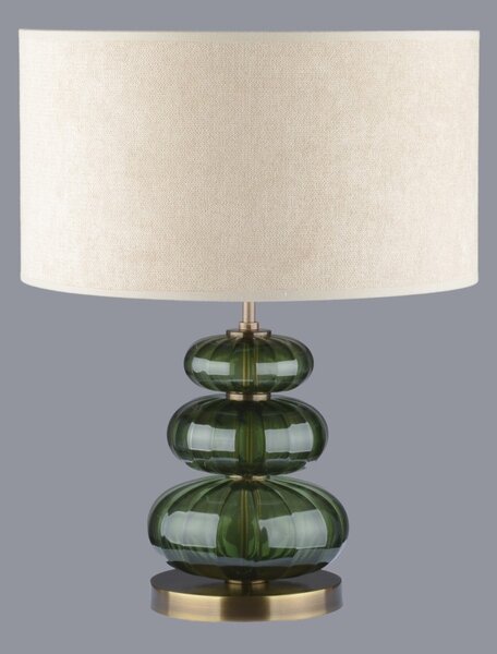 DBK GLASS Stolní lampa se třemi skleněnými oblázky v barvě zeleného olivínu a válcovitým stínidlem, „barvy dle výběru“ SE-3050-1-PT-green-olivine