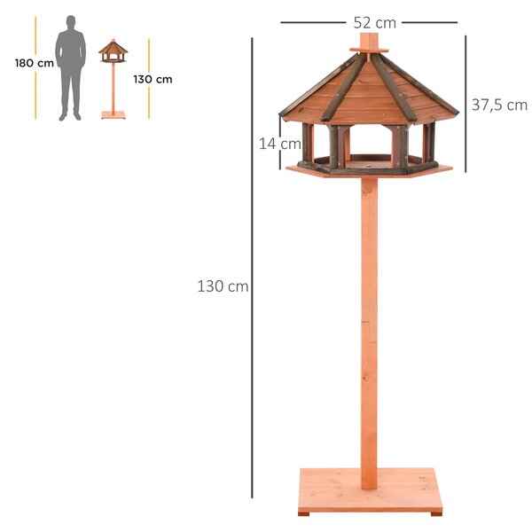 PAWHUT Ptačí krmítko dřevěná vila 52 x 130 x 52 cm přírodní dřevo