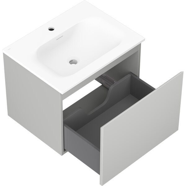 Mexen Orio, koupelnová skříňka 60 cm s umyvadlem Vela, 1 zásuvka, šedá matná/bílá matná, 91A10-06047-1-BF62-W23M01