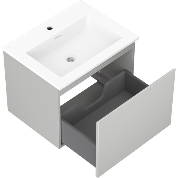 Mexen Orio, koupelnová skříňka 60 cm s umyvadlem Otis, 1 zásuvka, šedá matná/bílá matná, 91A10-06047-1-BF62-W18M01