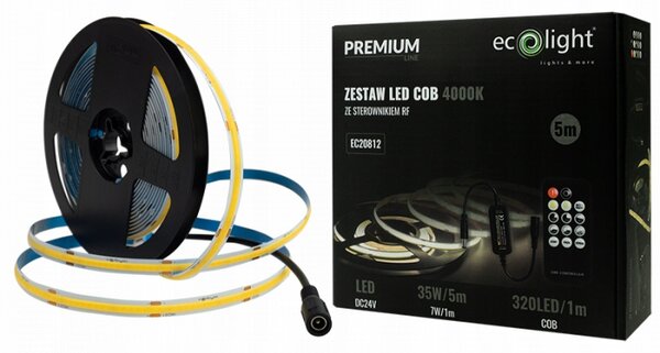 LED pásek Ecolight 5 m 24V neutrální bílá COB 320 IP20