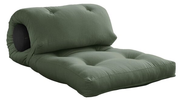 Zelenošedá futonová matrace 70x200 cm Wrap Olive Green/Dark Grey – Karup Design