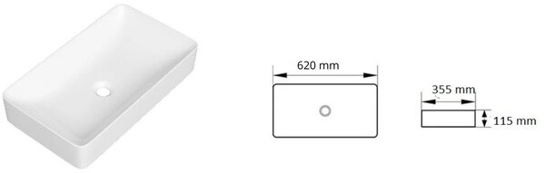 Gamma Sawa, umyvadlo na desku 620x355x115 mm, bílá lesklá, GMA-UC-SAWA